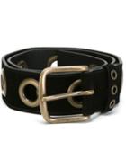 Lanvin Eyelet Belt, Women's, Size: M, Black, Calf Leather/brass