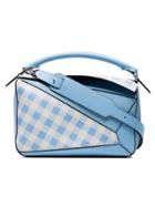 Loewe Blue Puzzle Gingham Leather Bag