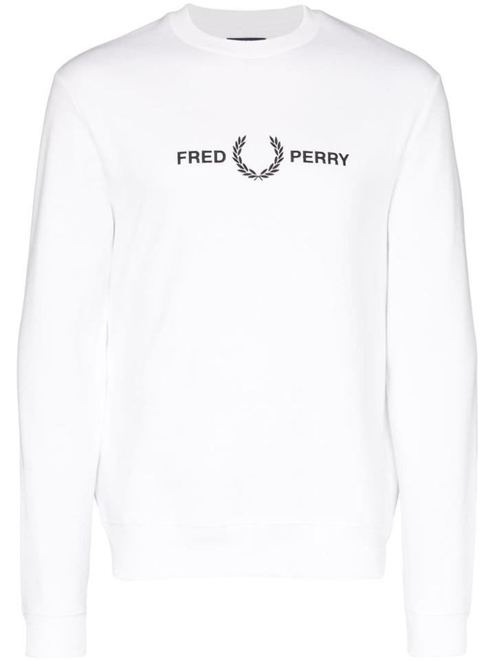 Fred Perry Logo Printed Sweatshirt - White