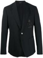Dolce & Gabbana Beaded Crest Logo Blazer - Black