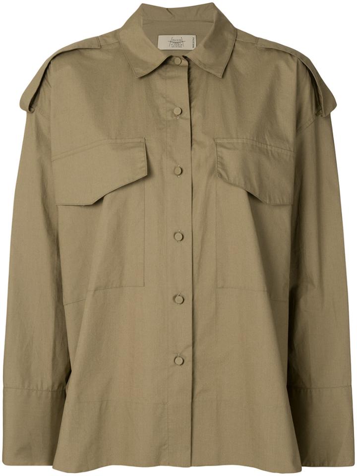 Maison Flaneur Oversized Military Shirt - Brown