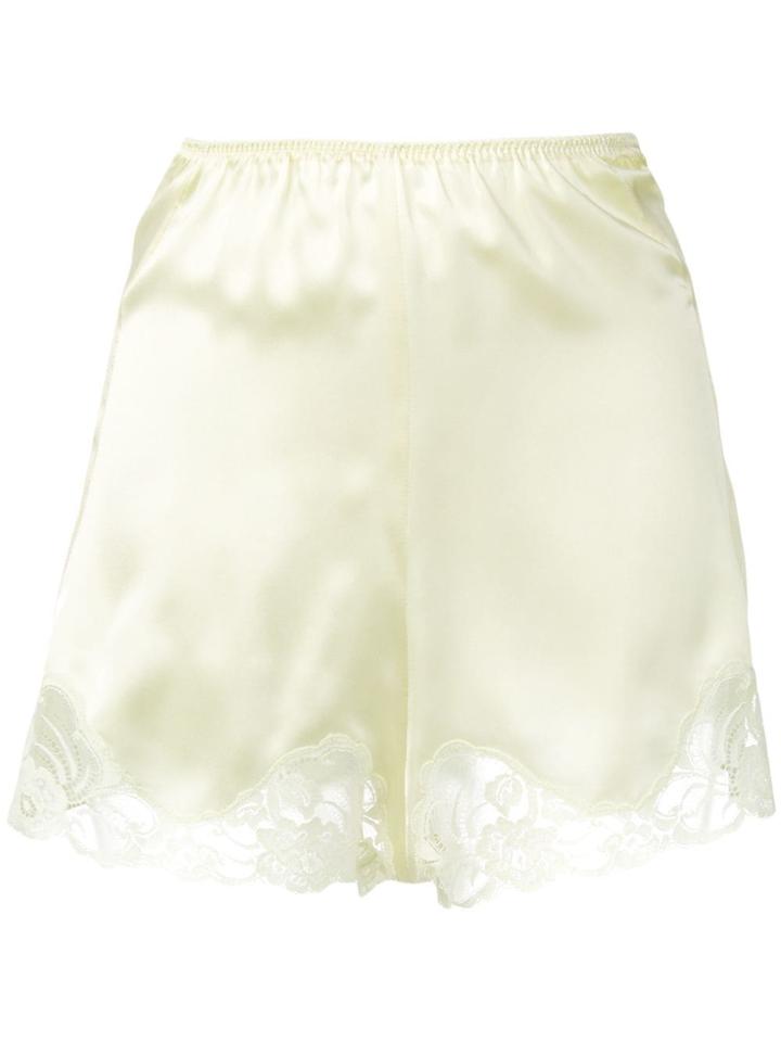 Stella Mccartney Lace Trim Satin Shorts - Yellow