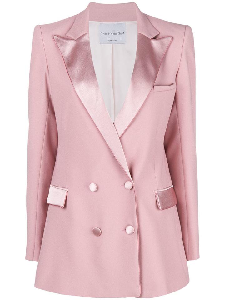 Hebe Studio Double-breasted Fitted Blazer - Pink & Purple
