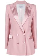 Hebe Studio Double-breasted Fitted Blazer - Pink & Purple