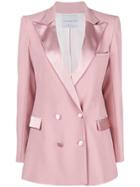 Hebe Studio Double-breasted Fitted Blazer - Pink & Purple