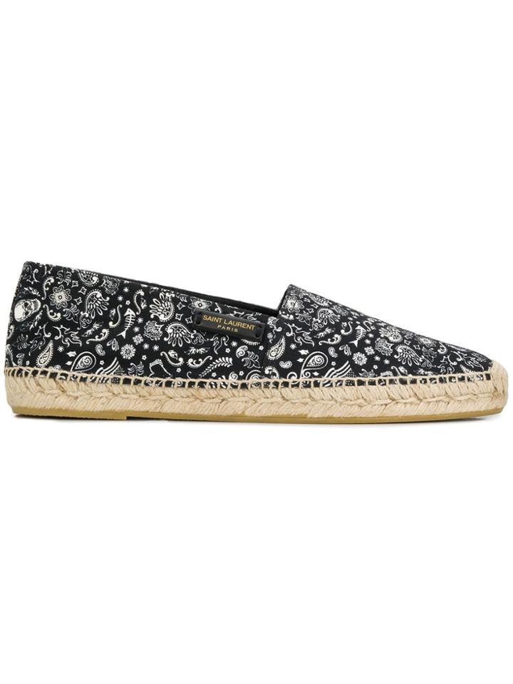 Saint Laurent Flat Printed Espadrilles - Black