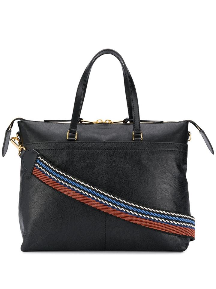 Etro Paisley Embossed Tote - Black