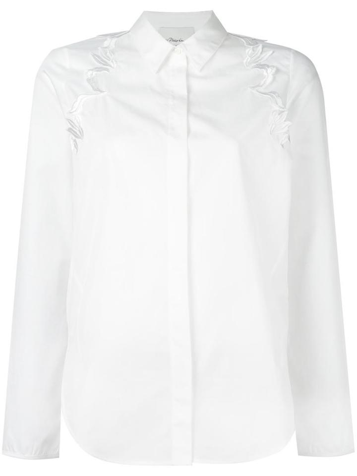 3.1 Phillip Lim Floral Embroidered Shirt, Women's, Size: 4, White, Cotton