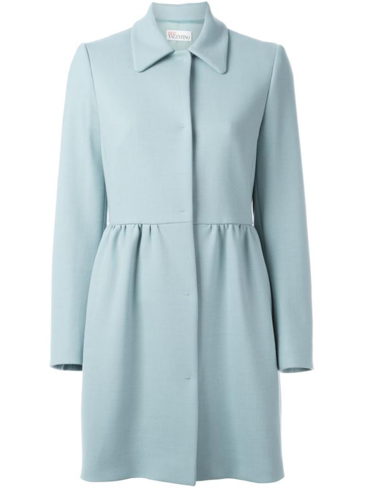 Red Valentino Peplum Coat, Women's, Size: 44, Blue, Cotton/polyester/wool