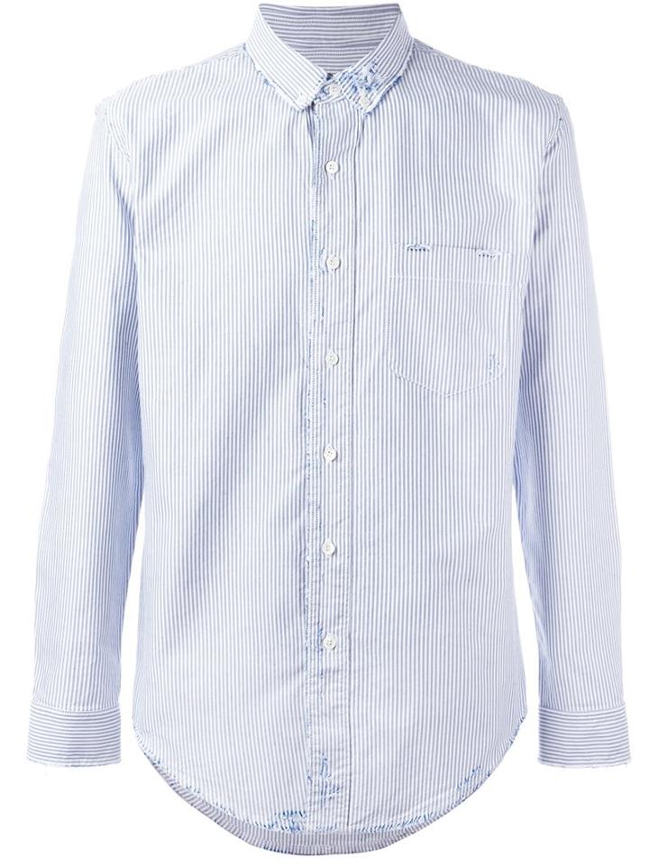 Palm Angels Striped Shirt, Men's, Size: 46, Blue, Cotton