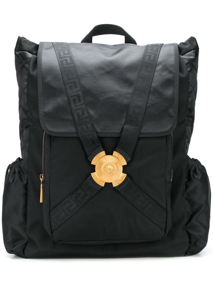 Versace Grecca Ribbon Backpack - Black