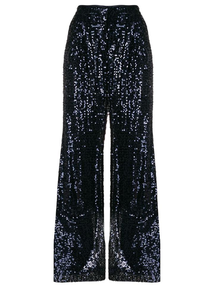 In The Mood For Love Wide Leg Sequin Trousers - Blue