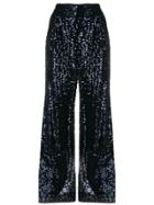 In The Mood For Love Wide Leg Sequin Trousers - Blue