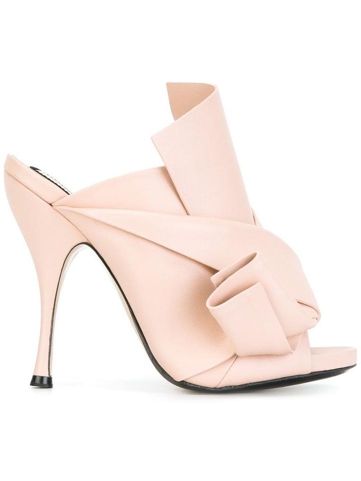 Nº21 Leather Bow Mules - Neutrals