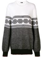 Z Zegna Contrast Geometric Pattern Sweater - White