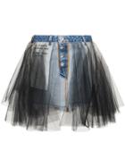 Unravel Project Denim And Tulle Mini-skirt - Blue