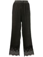 Gold Hawk Lace Hem Trousers - Grey