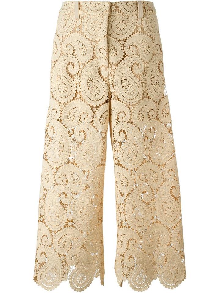 Self-portrait Lace Culottes, Women's, Size: 6, Nude/neutrals, Polyester/cotton