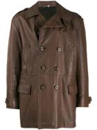 Dolce & Gabbana Pre-owned 1990's Double Breasted Leather Coat - Brown