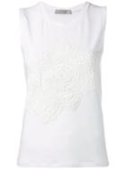 D.exterior Floral Embroidered Tank Top, Women's, Size: Xxl, White, Acrylic/polyamide/polyurethane/spandex/elastane