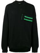 Raf Simons Uni Sweater With Striped Pocket - Black