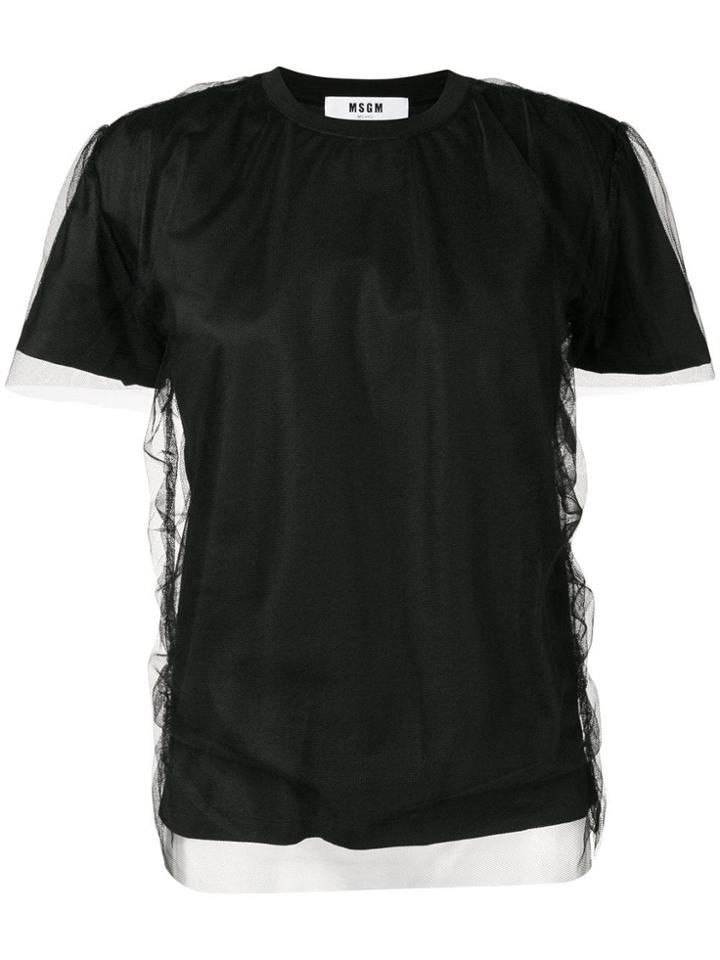 Msgm Layered Tulle T-shirt - Black