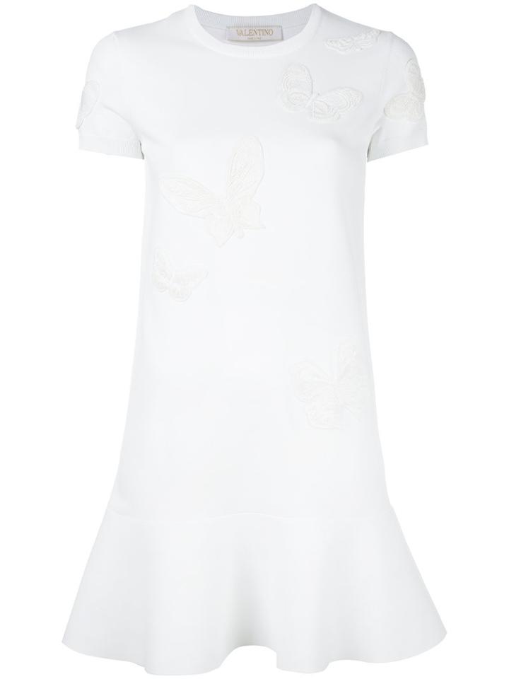 Valentino Butterfly Appliqué Dress, Women's, Size: Medium, White, Polyester/viscose/cotton