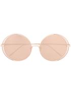 Linda Farrow Double Round Frame Sunglasses - Brown