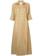 Cherevichkiotvichki - Shortsleeved Buttoned Dress - Women - Linen/flax - M, Women's, Brown, Linen/flax
