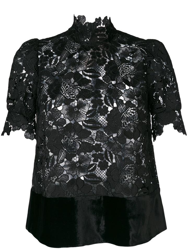 No21 Lace High Neck Blouse - Black