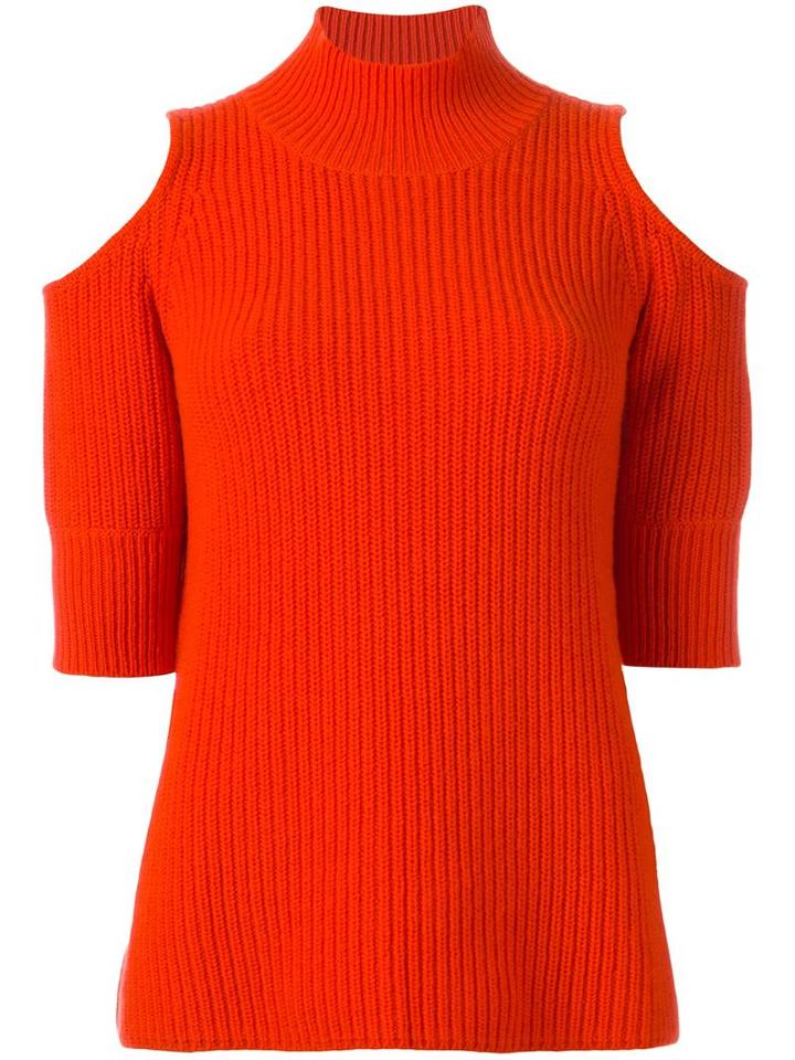 Zoe Jordan Cold Shoulder Jumper, Women's, Size: Medium, Yellow/orange, Cashmere/wool