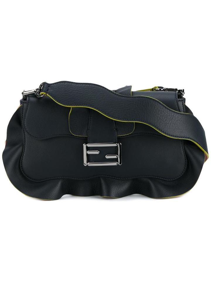 Fendi 'baguette' Shoulder Bag, Women's, Blue, Leather/silk