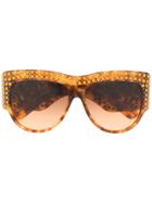 Gucci Eyewear Crystal Embellished Sunglasses - Brown