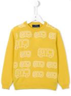 Simonetta Bus Print Jumper, Boy's, Size: 6 Yrs, Yellow/orange