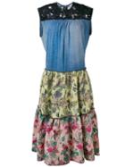 Marna Ro - Patch-work Flared Dress - Women - Cotton - Xs, Blue, Cotton