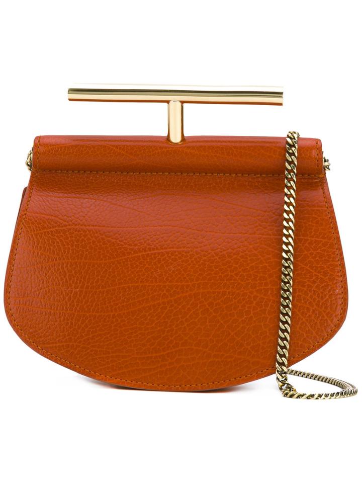 Petar Petrov T-bar Handle Satchel, Women's, Yellow/orange, Metal (other)/nappa Leather