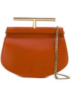 Petar Petrov T-bar Handle Satchel, Women's, Yellow/orange, Metal (other)/nappa Leather