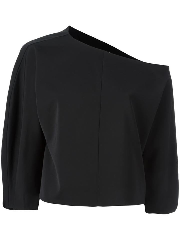 Tibi Asymmetric Neck Cropped Blouse, Women's, Size: Xs, Black, Polyamide/spandex/elastane/acetate