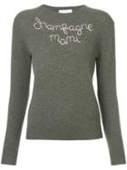 Lingua Franca Embroidered Quote Sweater - Grey