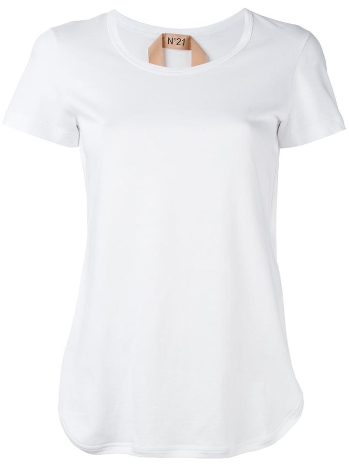 No21 Embroidered Rear Mesh T-shirt, Women's, Size: 38, White, Cotton/acetate/silk