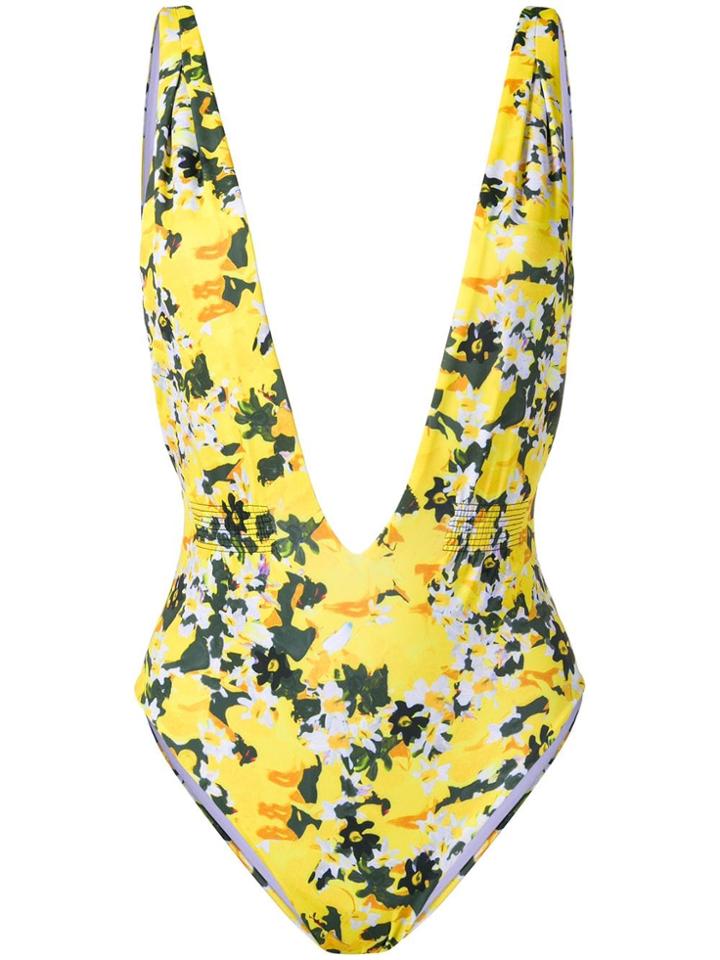 Angelys Balek Deep V Neck Swimsuit - Yellow