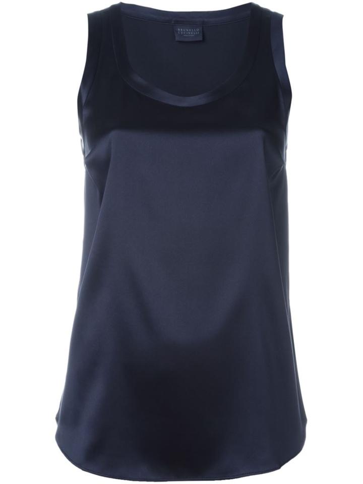 Brunello Cucinelli Sleeveless Top, Women's, Size: S, Blue, Silk/spandex/elastane