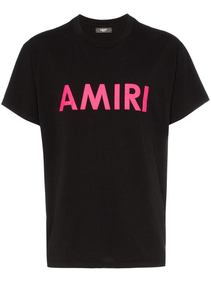 Amiri Cracked Logo Print Cotton T Shirt - Black