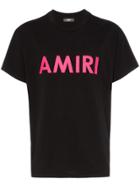Amiri Cracked Logo Print Cotton T Shirt - Black