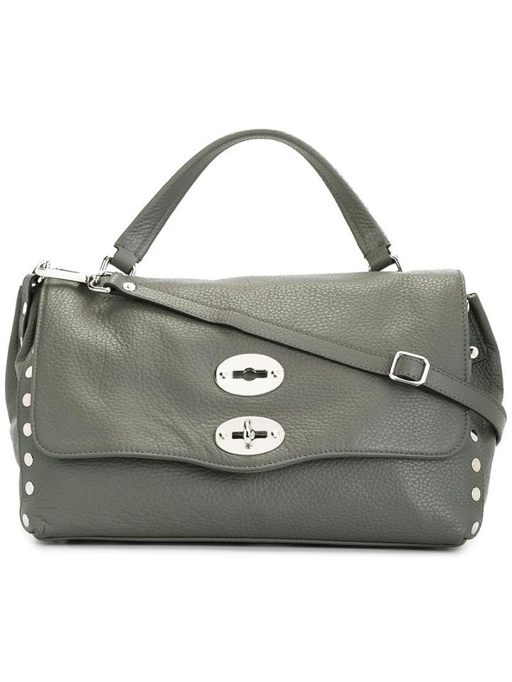 Zanellato Studded Detailing Tote, Women's, Grey, Calf Leather