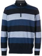 Paul & Shark Striped Zip Neck Jumper - Blue