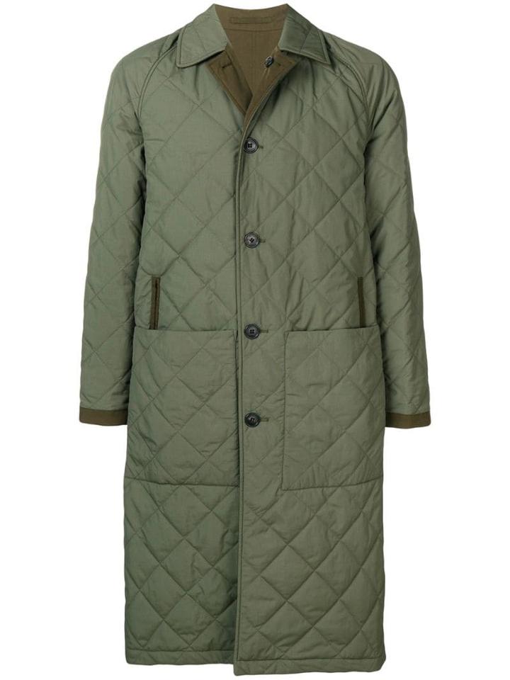 Burberry Reversible Diamond Quilted And Cotton Car Coat - Green