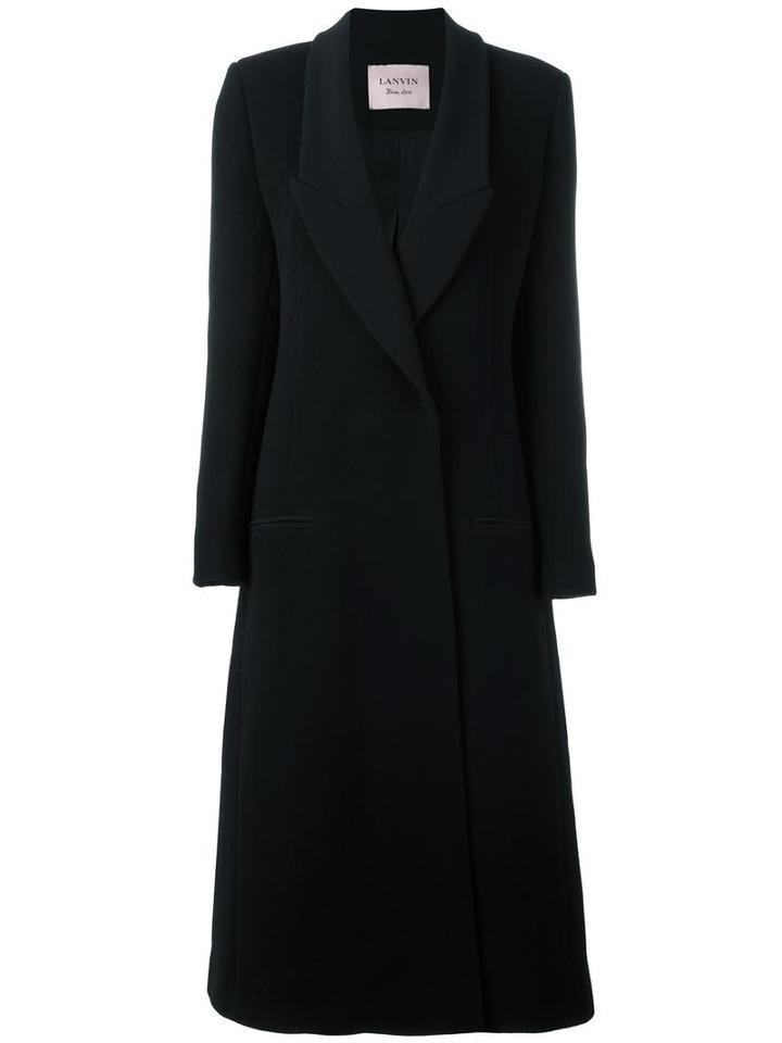 Lanvin Shawl Lapel Coat, Women's, Size: 38, Black, Wool/viscose/cotton