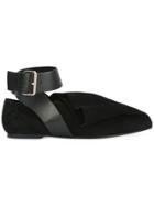 Msgm Ruffle Buckled Ballerinas - Black