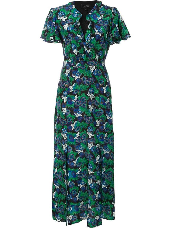 Saloni 'josee' Dress, Women's, Size: 0, Green, Polyester/silk